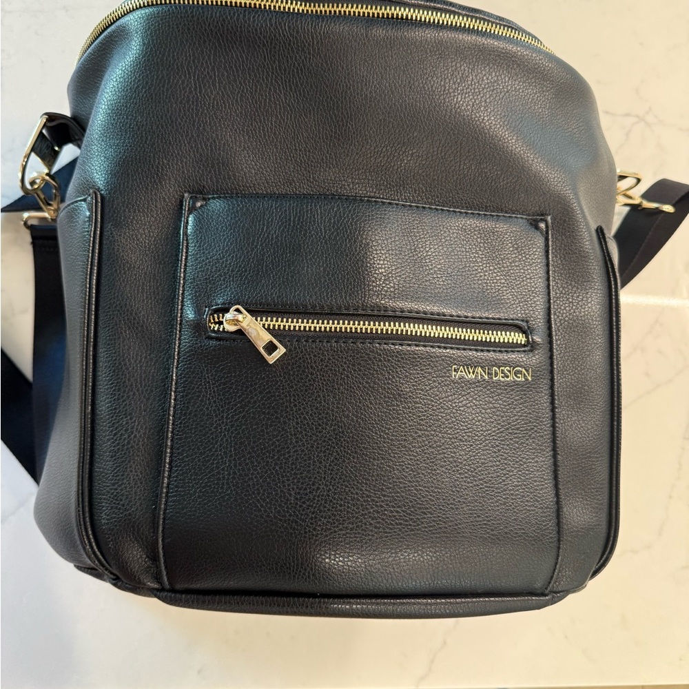 Fawn Design Black Baby Bag with Gold Accents